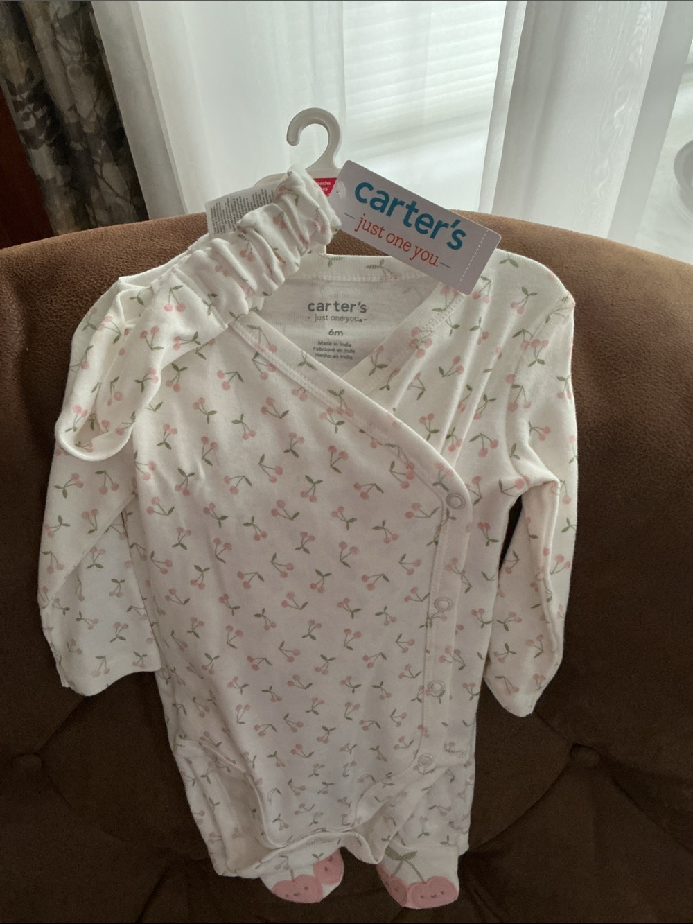 Carter's Baby Girl Floral Footed One-Piece with Headband - Pink & White. Bundle